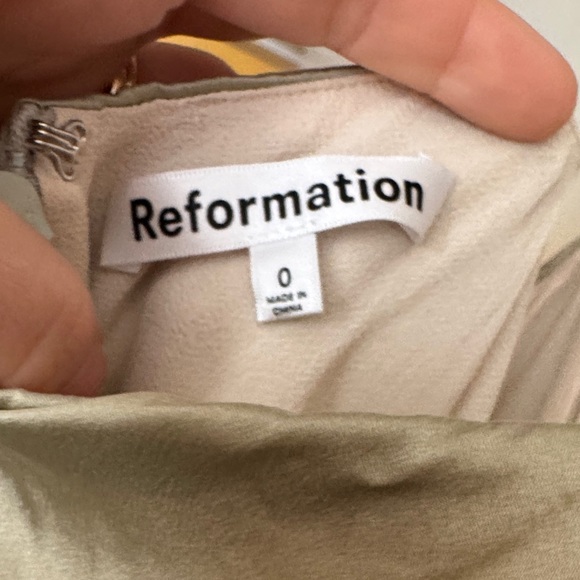 Reformation Light Green Silk Dress - Picture 2 of 5